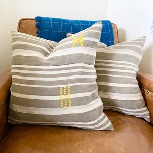 PAIR of Grey Stripe Throw Pillows